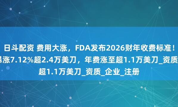 日斗配资 费用大涨，FDA发布2026财年收费标准！510(k)费暴涨7.12%超2.4万美刀，年费涨至超1.1万美刀_资质_企业_注册
